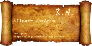 Klinger Antónia névjegykártya